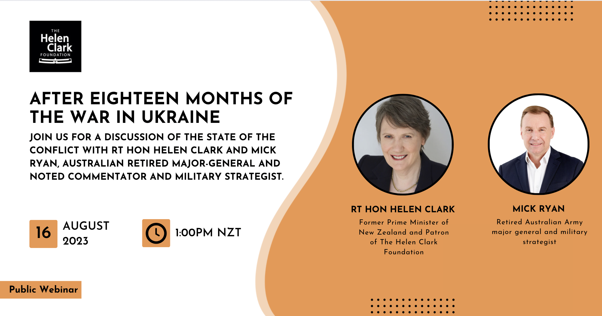 After Eighteen Months of the War in Ukraine webinar with Helen Clark and Mick Ryan